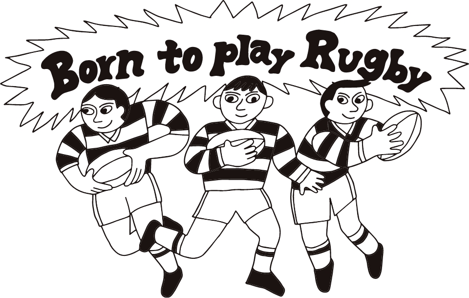 ラグビーをしている3人のイラスト