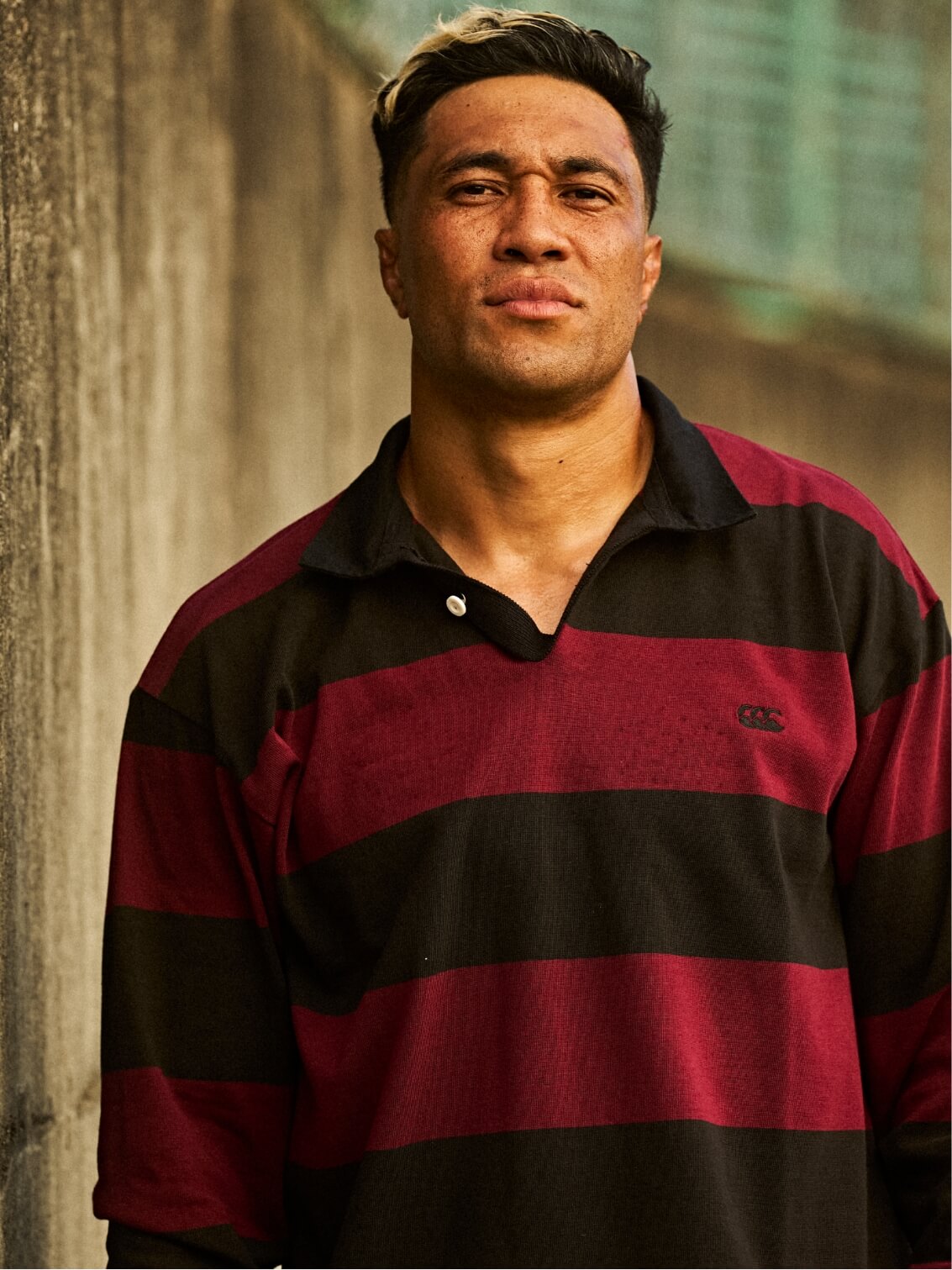 TOPS 4INCH STRIPE RUGBY JERSEY,BOTTOMS FADE HEAVY SWEAT PANTS