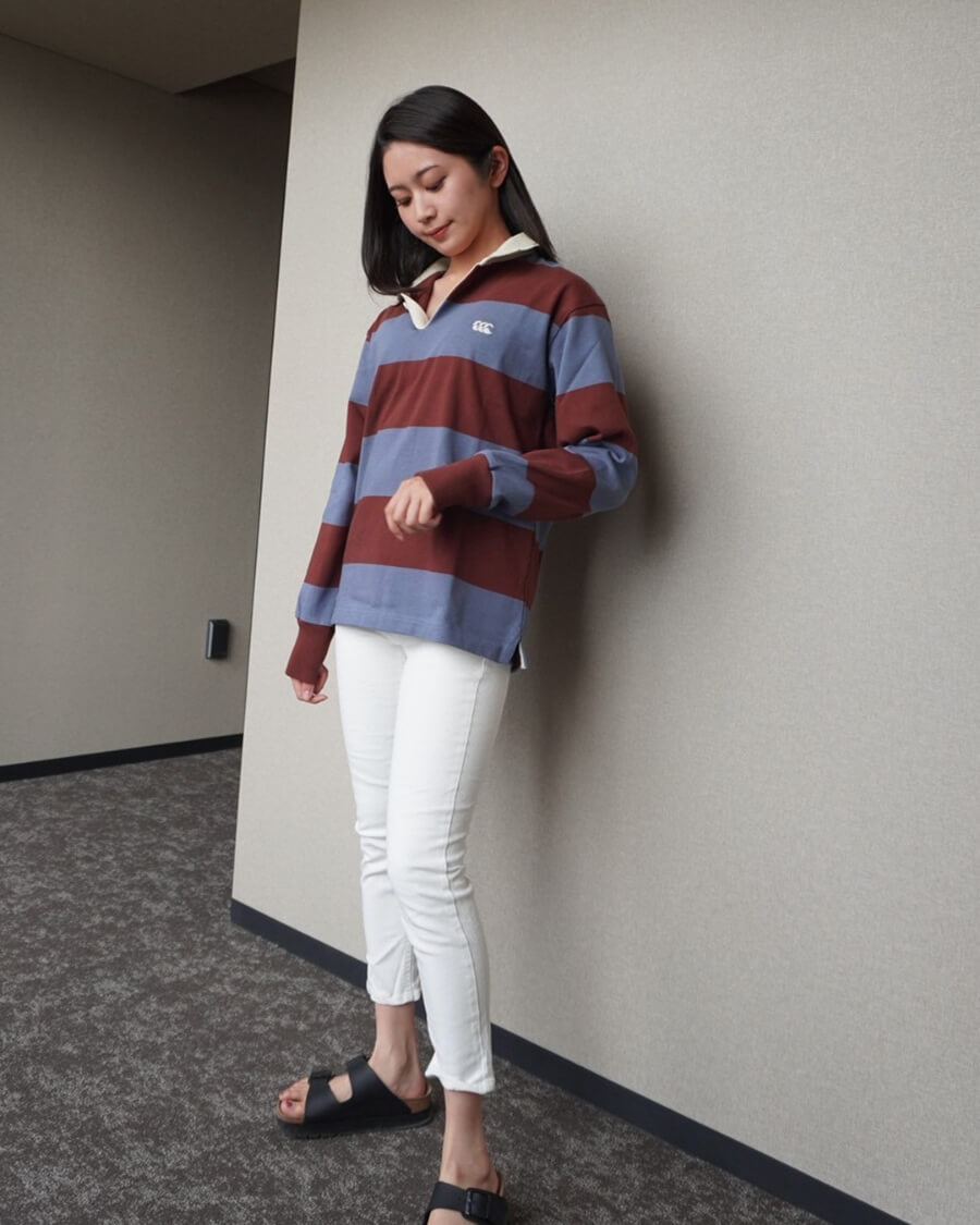 4INCH STRIPE RUGBY JERSEY ブラウン（60）