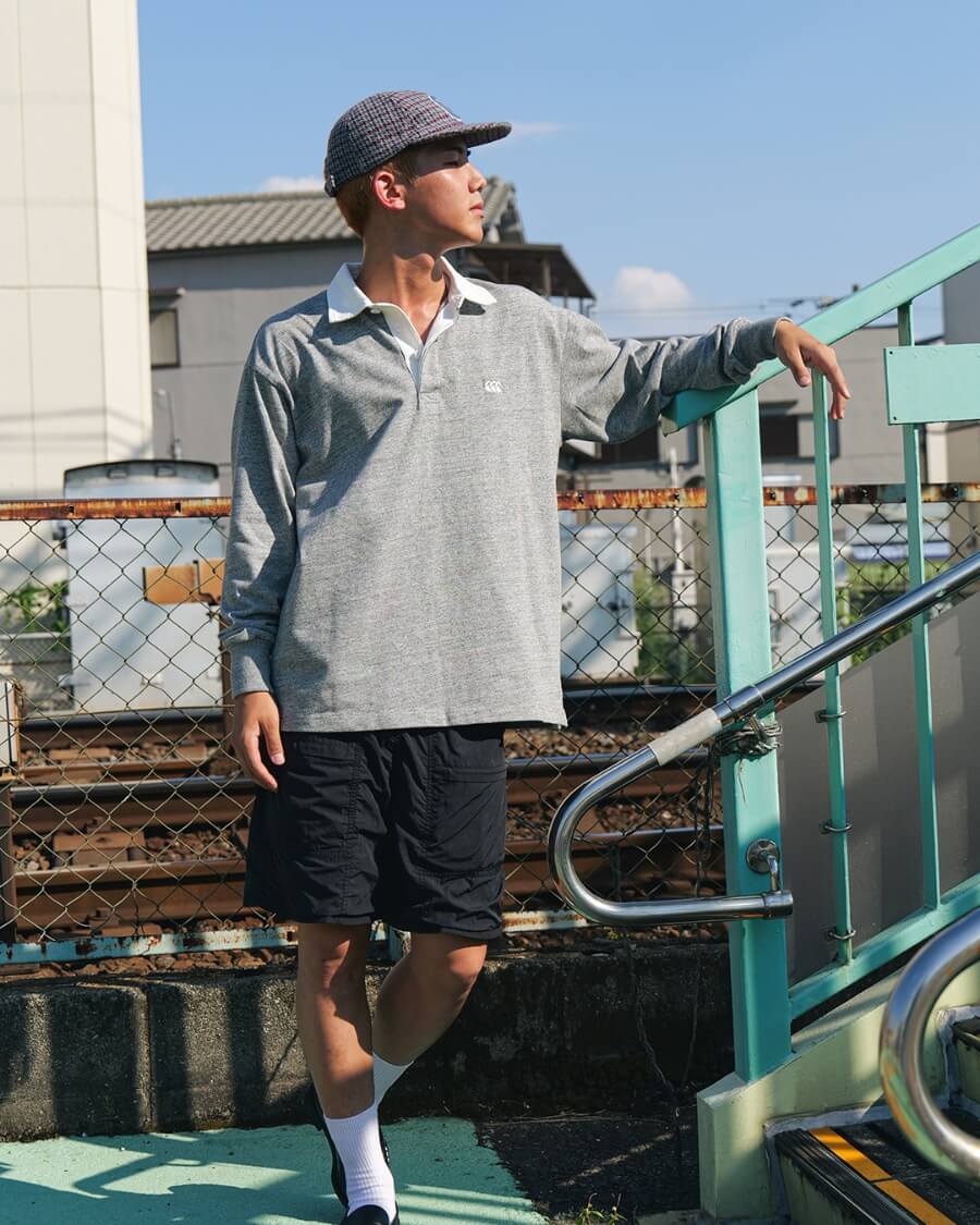 SOLID COLOR RUGBY JERSEY ミディアムグレー（15）