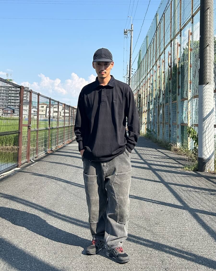 SOLID COLOR RUGBY JERSEY ブラック（BK）