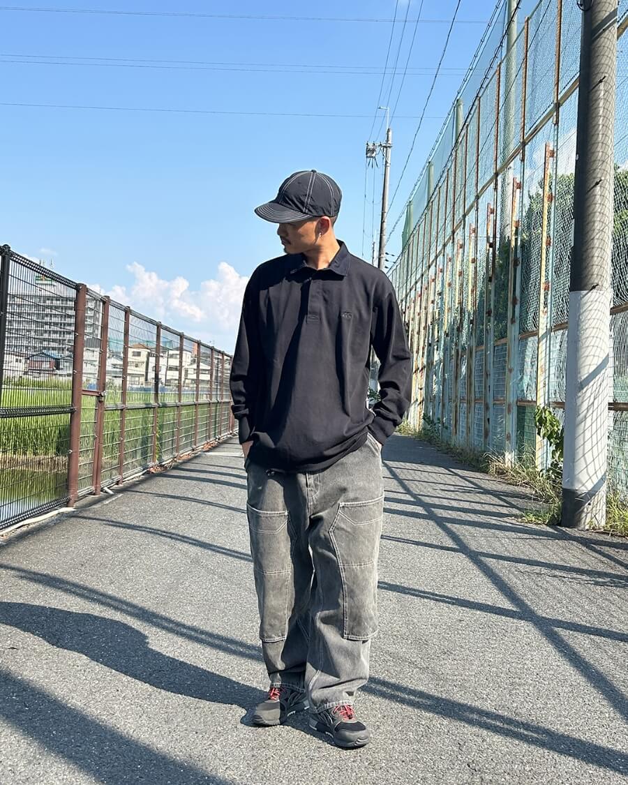 SOLID COLOR RUGBY JERSEY ブラック（BK）