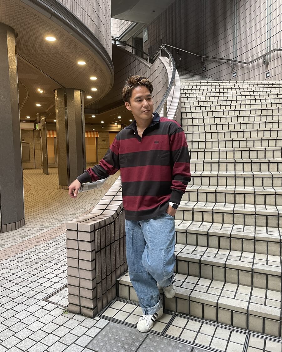 4INCH STRIPE RUGBY JERSEY マルーン（69）