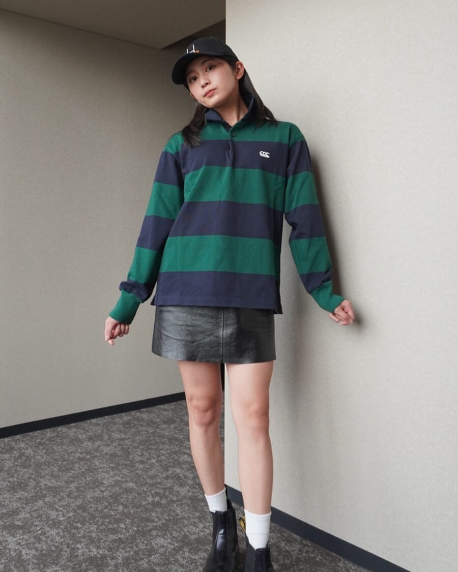 4INCH STRIPE RUGBY JERSEY フォレストグリーン（49）