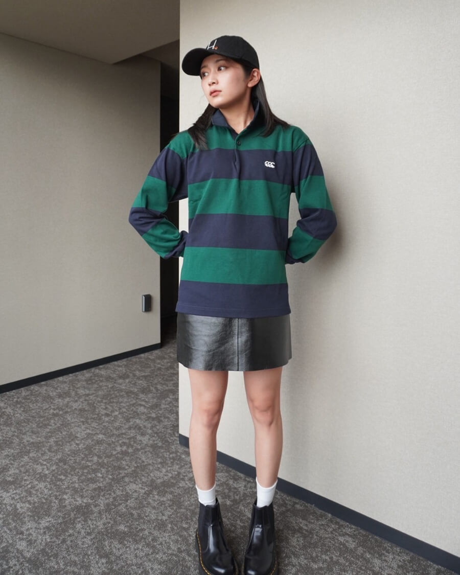 4INCH STRIPE RUGBY JERSEY フォレストグリーン（49）