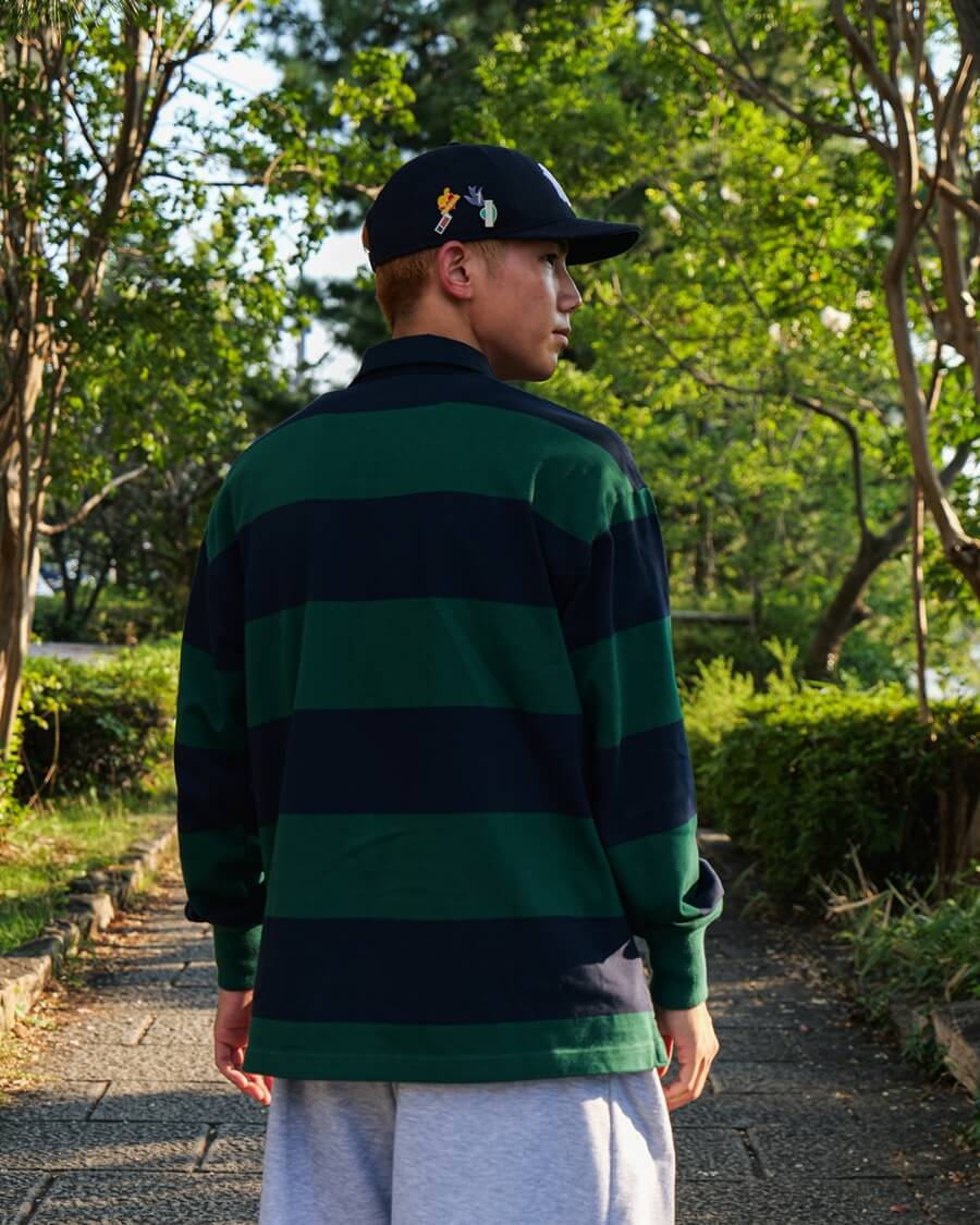 4INCH STRIPE RUGBY JERSEY フォレストグリーン（49）