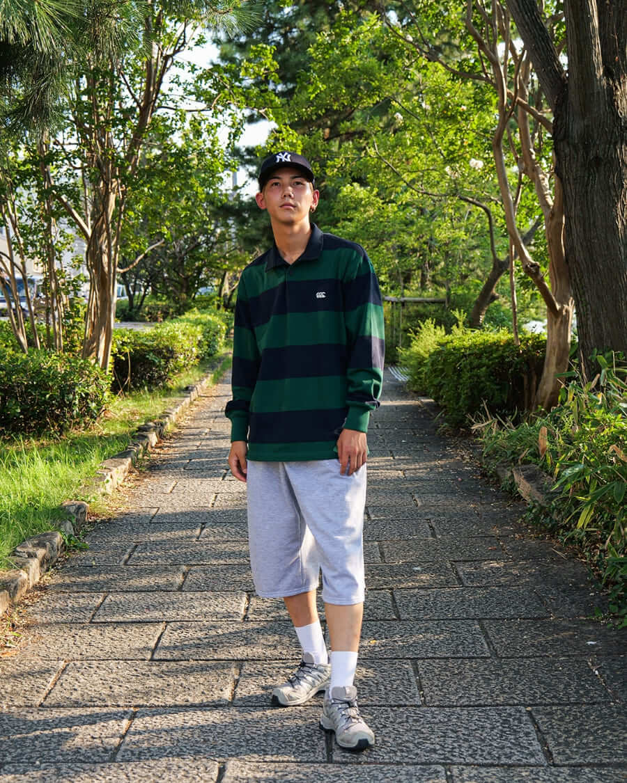 4INCH STRIPE RUGBY JERSEY フォレストグリーン（49）