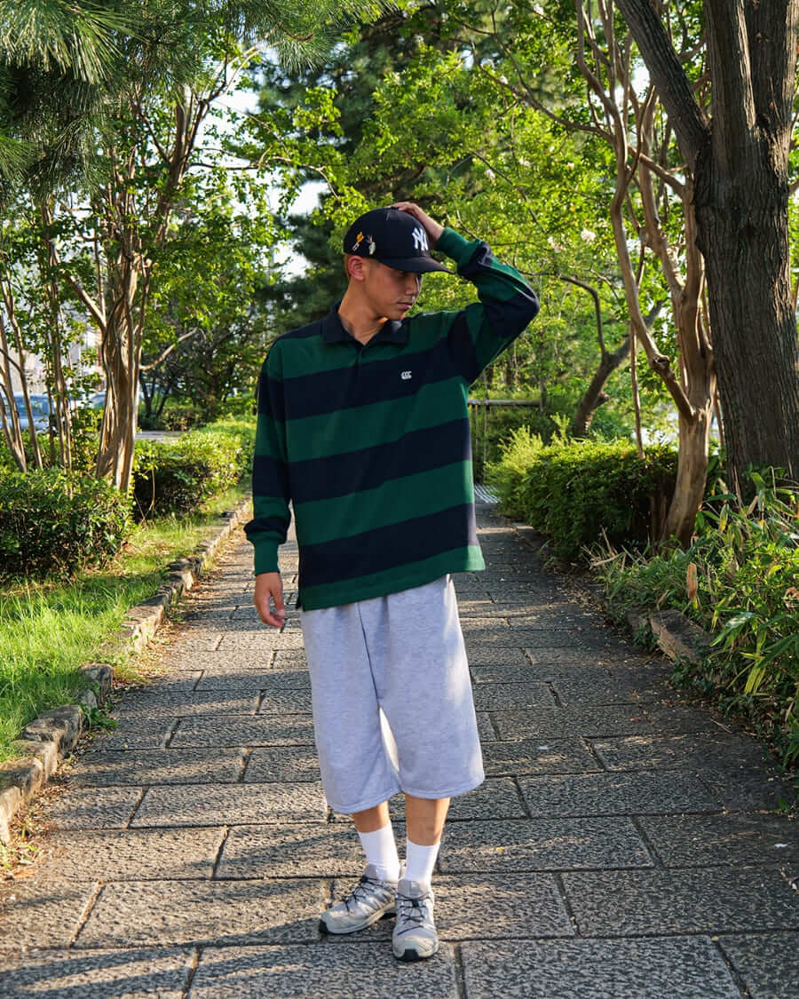 4INCH STRIPE RUGBY JERSEY フォレストグリーン（49）