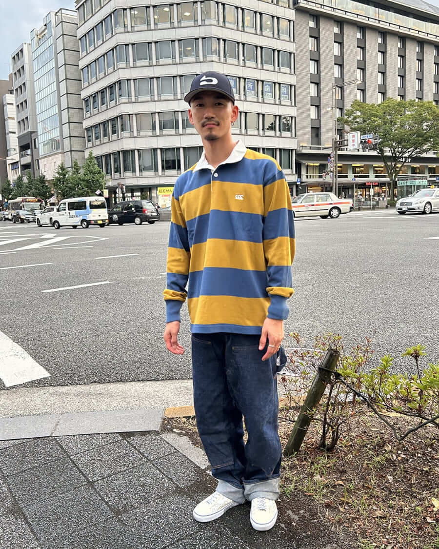 4INCH STRIPE RUGBY JERSEY ロイヤルブルー（25）