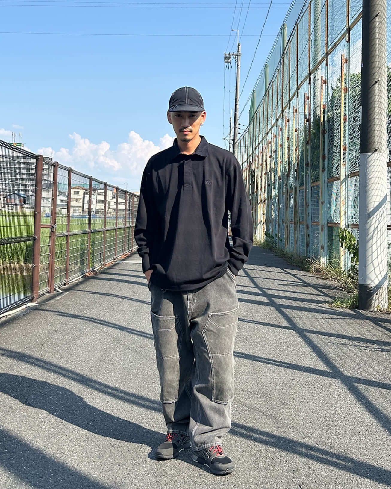 SOLID COLOR RUGBY JERSEY ブラック（BK）