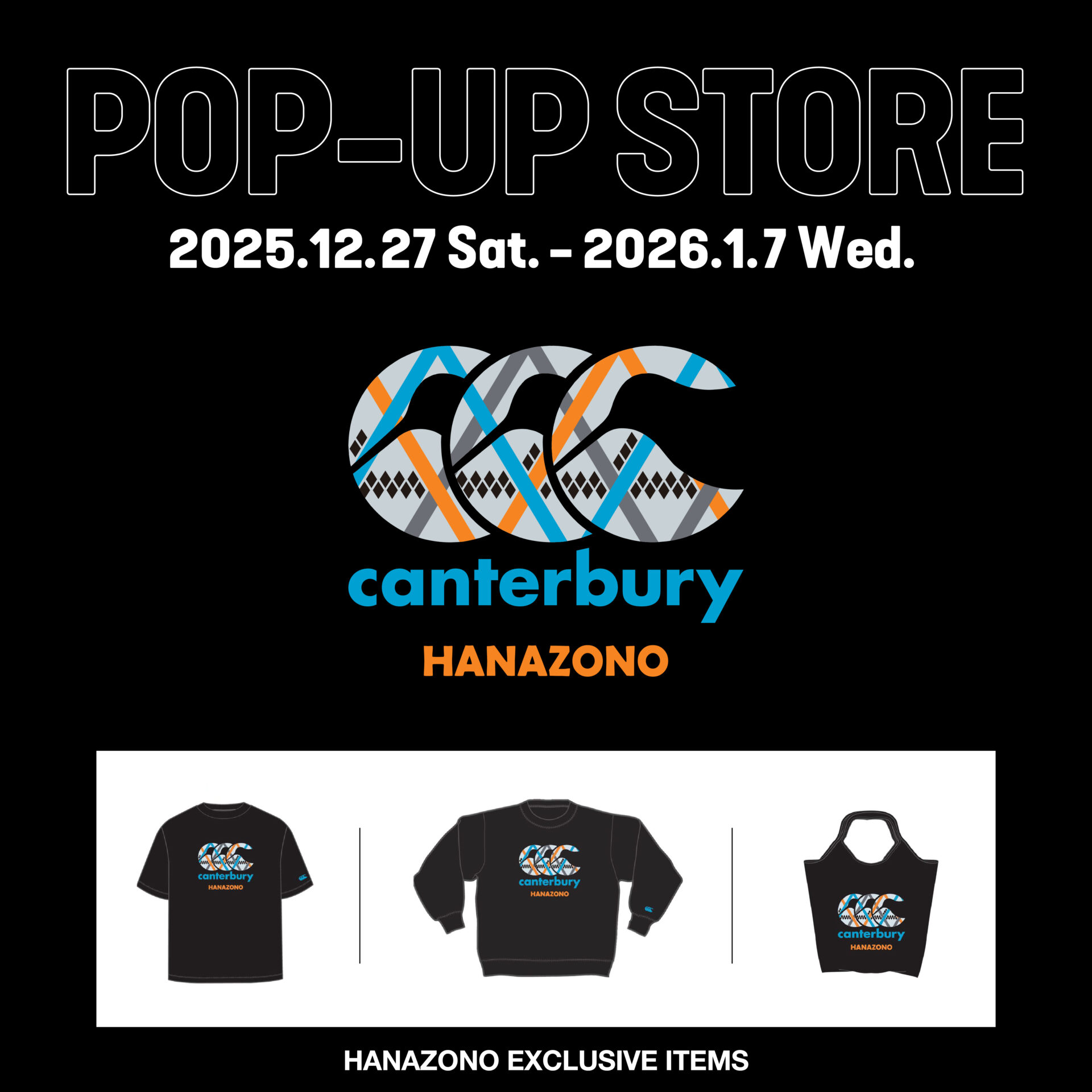 【canterbury 花園ラグビー場内POP UP STORE開催】